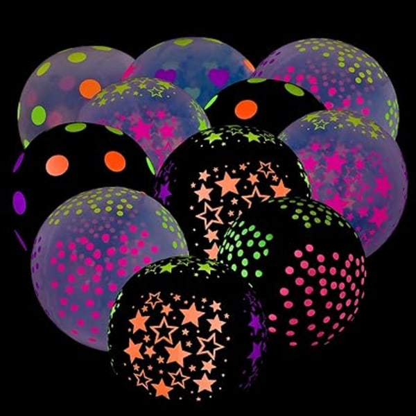 50 stk. Glow In The Dark Fluorescerende Balloner til Polka Dot Them