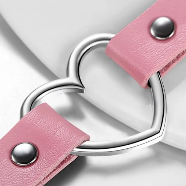 Pink choker halskæde til kvinder - Læderlegering 33-40cm