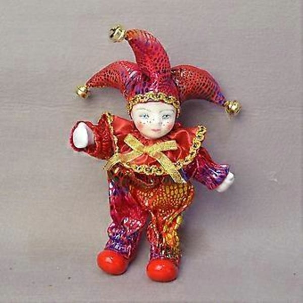 Porcelæns Klovn Dukke 7'' Antik Dukke Klovn Figur til Fest Skrivebord Soveværelse