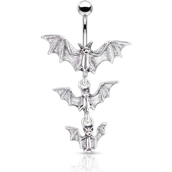 Pierced Owl Gothic Triple Vampire Bat Dangling Belly Button Ring