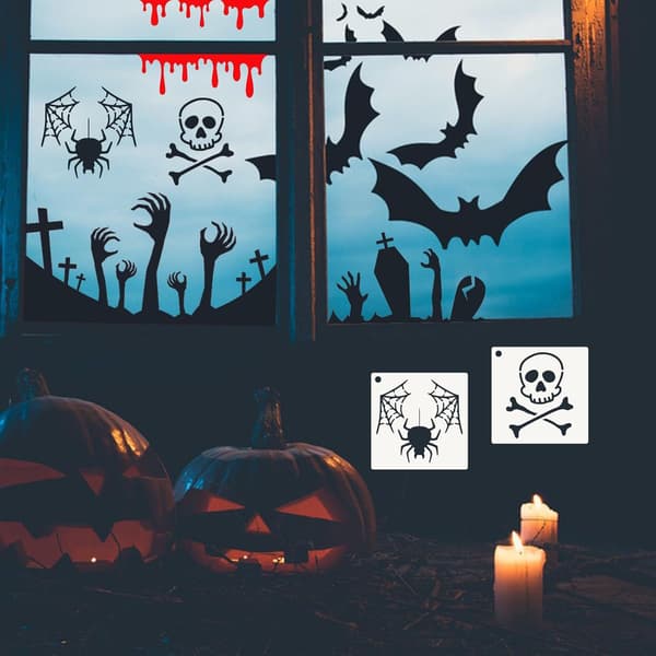 Halloween-ontelomaalaussablonit Kurpitsa-aave-hämähäkki DIY-käsimaalausspraygraffitisablonisetti