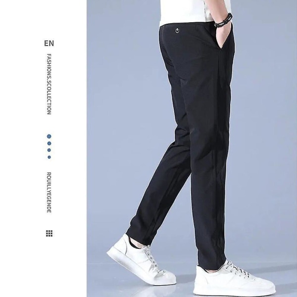 Men's Golf Trousers Quick Drying Long Comfortable Leisure Trousers With Pockets Black 36