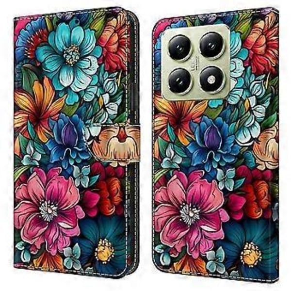 Til Xiaomi 14T Etui Mønsterprintet Beskyttelsescover TPU+PU Læder Flip Telefon Etui (Stil F)