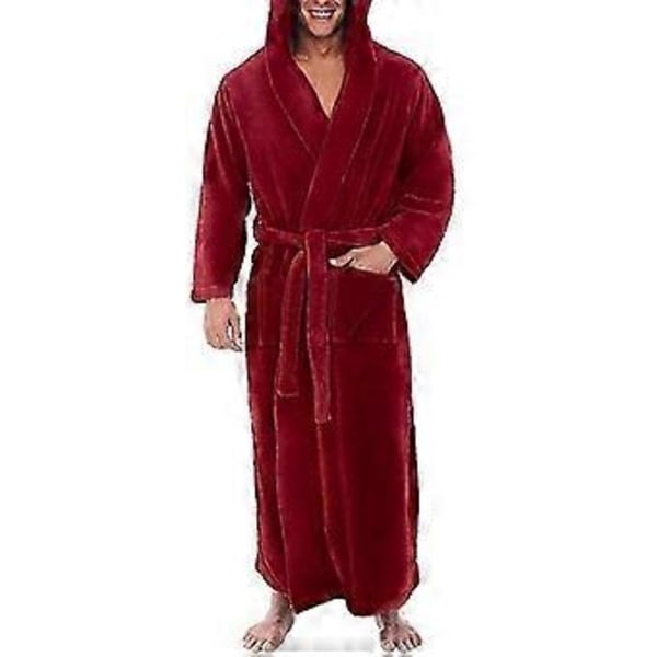 Männs Fleece-huvad Lång Mjuk Badrock - JA(XL Röd)