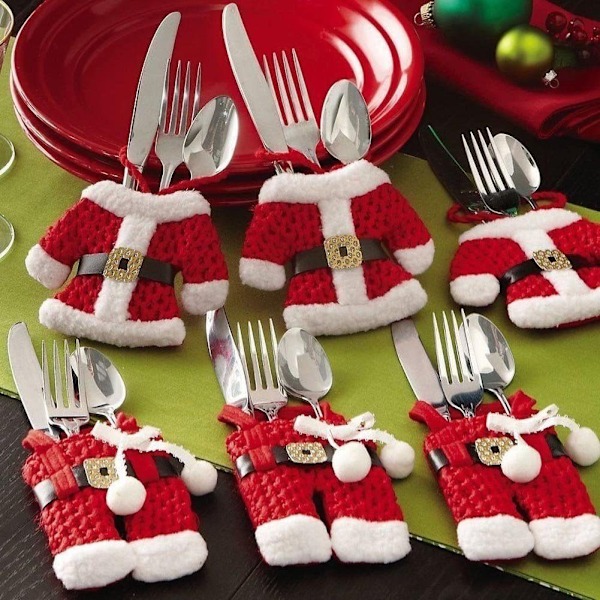 Jultomte dekoration jul, bestickhållare för matbord