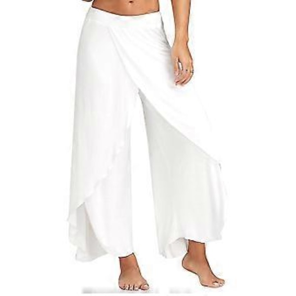 Yoga Bukser til Kvinder Hippie Flowy Slids Bukser Harem Palazzo Yoga Split Bukser Løse Bred Ben Plus Størrelse Multi-farve Valgfri (L Lysegrå)
