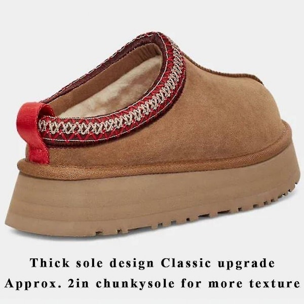 Naisten tohvelit Platform Mini Boots Lyhyt nilkkurit Turkis Fleece Vuorattu Lenkkarit Kotitossut Liukumattomat Saappaat Ulkokäyttöön 41 CHESTNUT