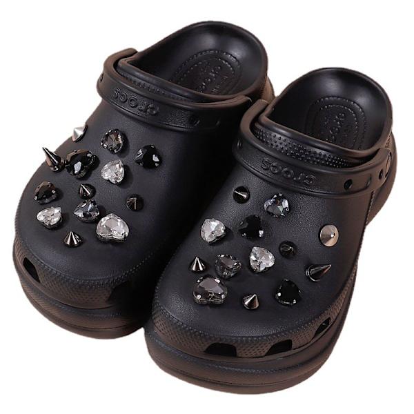 30 stk. 3D Clog-Sandaler Pynt (Rhinestone Love), Sko Charms,