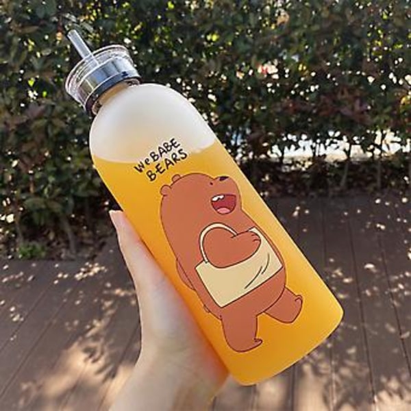 1000ml Söpö Panda-Karhu Muovikuppi Läpinäkyvä Pakkasenpehmeä Piirretty Vesipullo (A5(1000ml))