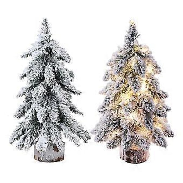 2 stk. 18 tommer Bordplade Mini Juletræ Desktop Kunstigt Juletræ med LED-lysstreng Pynt, Bedste DIY Julepynt ( )