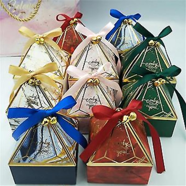 Presentask Bröllopsmaterial Fest Godisask Babyshower Papper Chokladaskar Bronsförpackningsaskar (L 8.5x8.5x10cm Grön Pärla)