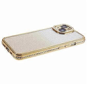 Kompatibelt TPU-deksel til iPhone 15 Plus, skinnende rhinstein-gradient glitter telefon bakdeksel (gull)