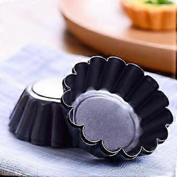 12 stycken Tartletsformar Tartlet Ramekins 6,5 cm Mini Tartform (Svart)