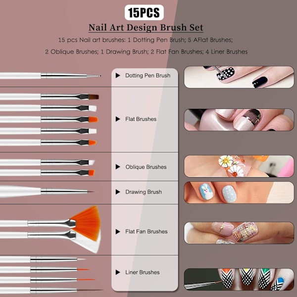 Vita nagelborstar nagelkonst designborstar akryl nagelkonst borste
