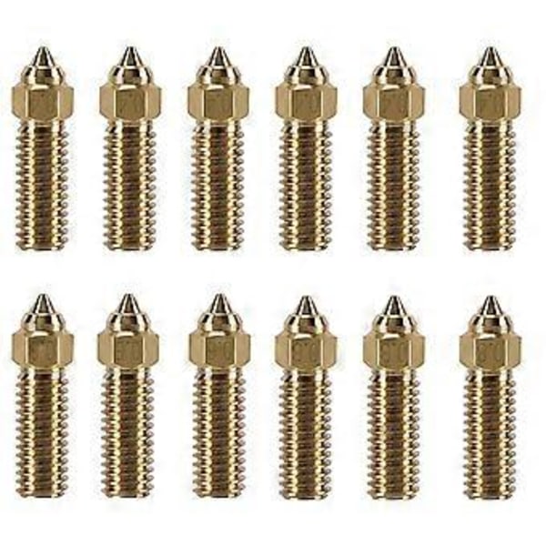12 st Mässingsmunstycken för K1 Max, 3D-skrivardelar 6 st 0,4 mm, 3 st 0,6 mm, 0,8 mm Höghastighetsmunstycke i mässing