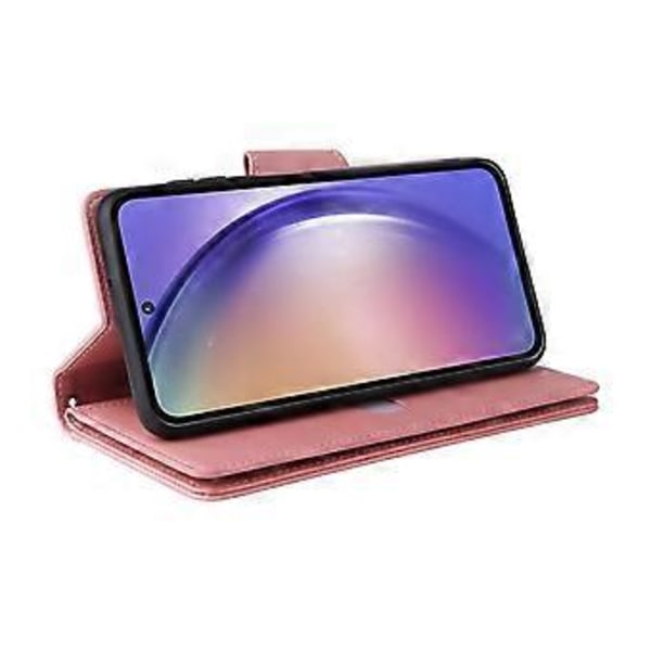 Til Samsung Galaxy A55 5G Lynlås Pung Etui Nittedekor Læder Flip Telefon Cover()