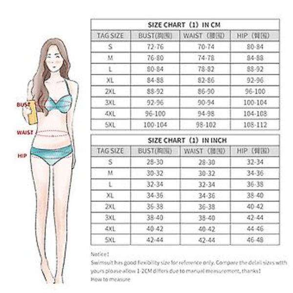 Piges badedragt bikini plus size sexet multifarvet ensfarvet backless kjole split dame badetøj L Sort 01
