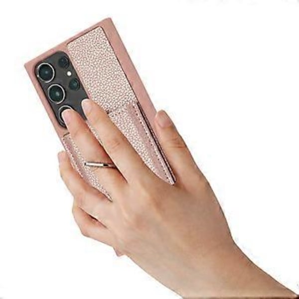 Skal för Samsung Galaxy S23 Ultra Ritningsdesign Kortfack Läder Baksida med Ringstöd (Stil A)