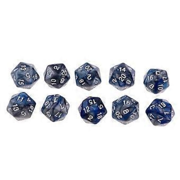 10x10 st 20-sidiga tärningar Polyedriska tärningar för D&D TRPG Cup Spel Blå + Grå