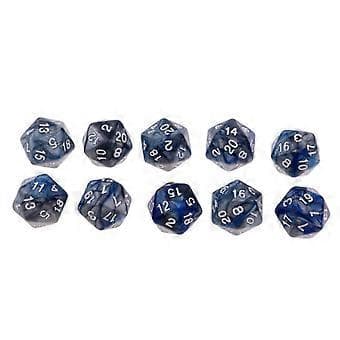 10x10 stk. 20-sidet terning Polyhedron Terninger til D&D TRPG Kop Spil Blå + Grå
