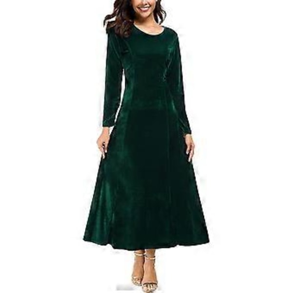 Elegant långärmad, rynkad sammetsklänning för damer (modell 845)
