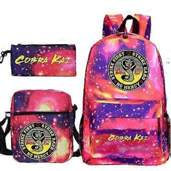 3-delt sett Cobra Kai Ryggsekk Skolevesker Casual Bagpacks Trykte Sekker For Tenåringer Jenter Gutter Reisevesker (14)