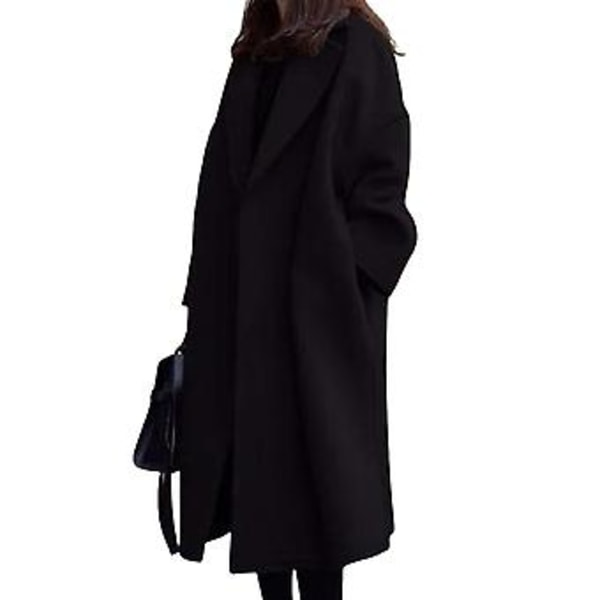 Dam Overcoat Vinter Höst Koreansk Version Överdimensionerad Varm Kappa För Dagligt Arbets- och Kontorsbruk (XL Svart)