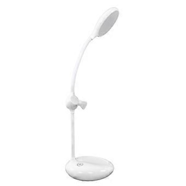 LED Skrivbordslampa Unik Fläktdesign 3 Dimningsnivåer 360° Flexibel Svanhals USB-laddning Multifunktionell Liten Skrivbordslampa
