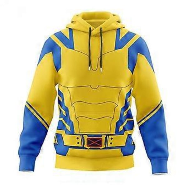Nya Cosplay Deadpool 3 Wolverine 3D Hoodies Superhjälte X-Men Hoodie Vuxna Sweatshirt Tröja Kostymer (3XL Gul)