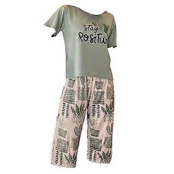 2-delat Pyjamasset för Kvinnor med Kort Ärm, Supermjuka Avslappnade Sovkläder Ljusgrön (M)