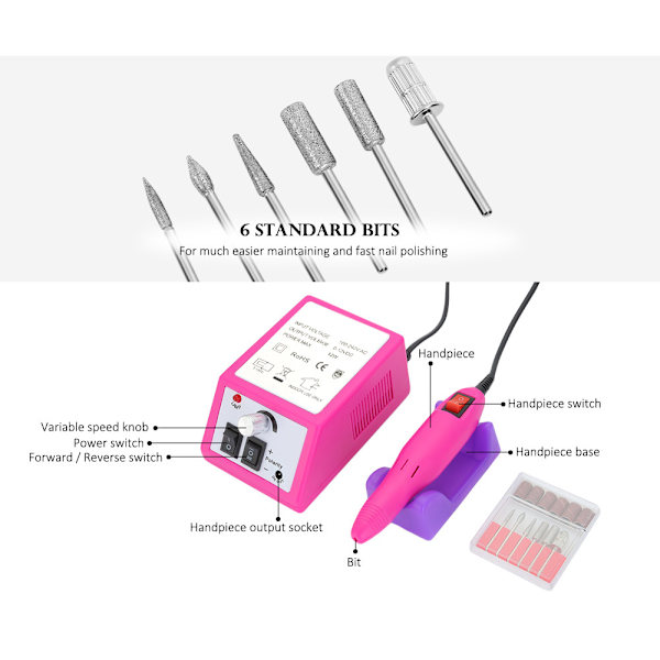 Professionell Elektrisk Nagelfräsmaskin Nagelfil Frässet Kit