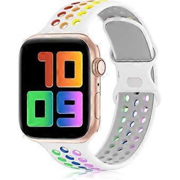 Sportband Kompatibel med Apple Watch Band 38mm 40mm Andningsbart Mjukt Silikon Sport Ersättningsarmband Kvinnor Män Kompatibel med iWatch Serie 7/SE/6/5