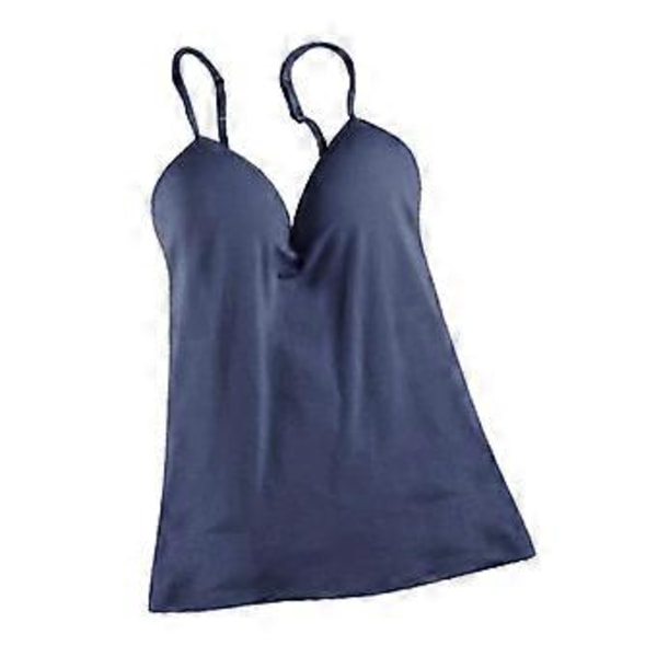 Sexiga justerbara linnen med inbyggd bh för kvinnor, camisole M Vit( Marinblå)