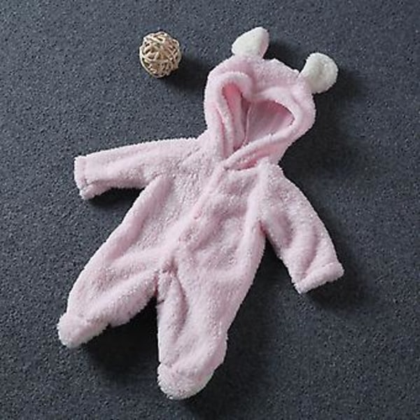 Spädbarns Teddybjörn Vintervarm Helärmad Fothölje Romper Fleece Huvad Jumpsuit (0-3 Månader)