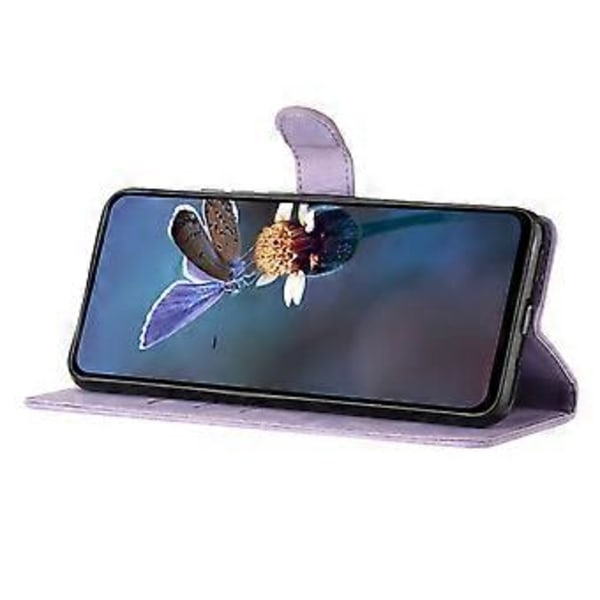 Til Xiaomi 14T Pro Etui Læder Præget Blomster Telefon Cover Wallet med Håndledsrem (Style E)