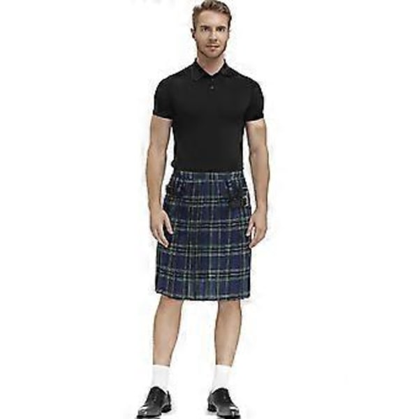 Irländsk Pläd Grön Kilt - Skotsk St Patrick's Grön Plisserad Kostym Tartan Kjol Kilt Kläder För Män Och Kvinnor (M grön)