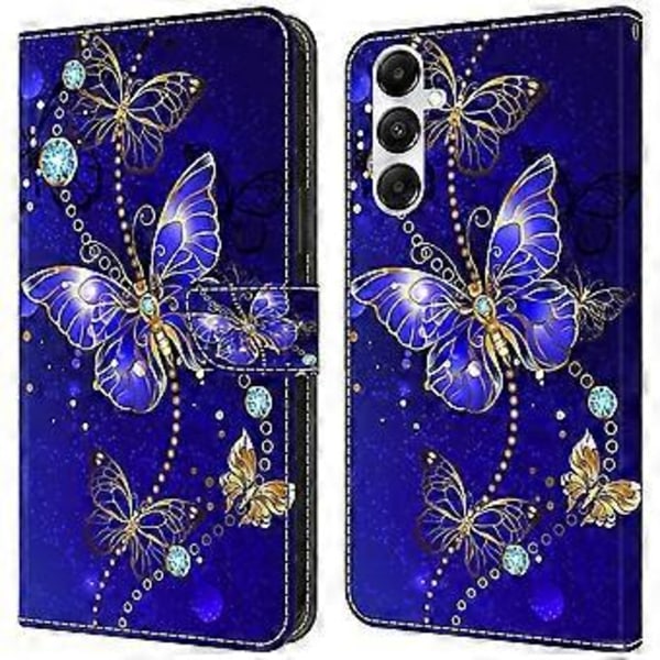 Magnetiskt fodral för Samsung Galaxy A35 5G med 3D-mönstertryck i läder (Diamantfjäril)
