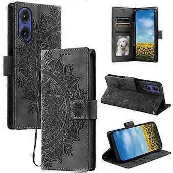 Style 018 Til Motorola Moto G85 5G Etui Præget Totem Hudfølelse Tegnebog Læder Telefon Cover (Style D)