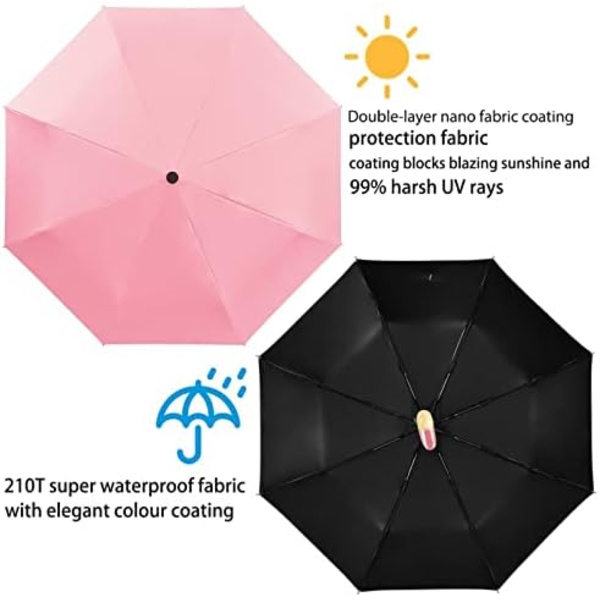 (320×60×60) Kompakti pieni sateen- ja auringonvarjo, söpö design-ankkapäävarjo tytöille lahjoiksi, 8-puolainen taittuva sateenvarjo