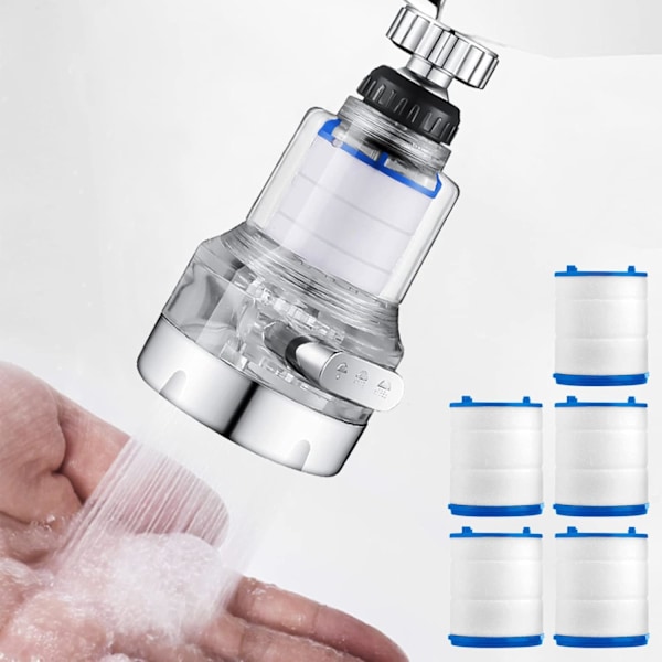 Vannfilter for kran, 360° roterbar kranfilter, 3 arbeidsmoduser
