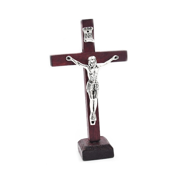 Ristipöytäkoriste Krusifiksi Jeesus-patsas VIINIPUNAINEN Viininpunainen