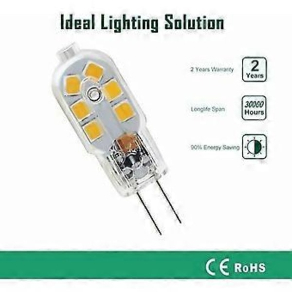 LED G4 12V 1W Lampa, Motsvarar 10W Halogen, 10-pack