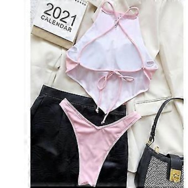Dam Badkläder Baddräkt Högmidjad Baddräkt Tvådelad Baddräkt Bikini Set Bikini Fiis Flerfärgad Valfritt (M ROSA)