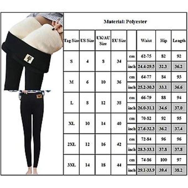 Tjocka Leggings för Kvinnor Vinter Anti-Kall Varma Strumpbyxor Plus Storlek Snöbyxor Fodrade Termiska Kläder (S Fjäril Svart)