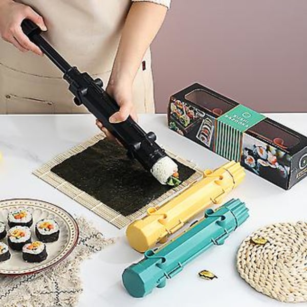 Stribet Sushi-Making Sæt Genanvendelig Holdbar Sushi Maker til Køkken Hjem (Sort)
