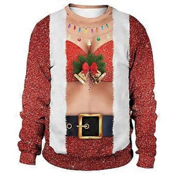 Jultryckta Partröjor för Kvinnor och Män Långärmad Pullover Jumper Julparty Nyhet Toppar Semesterpresent (L D)