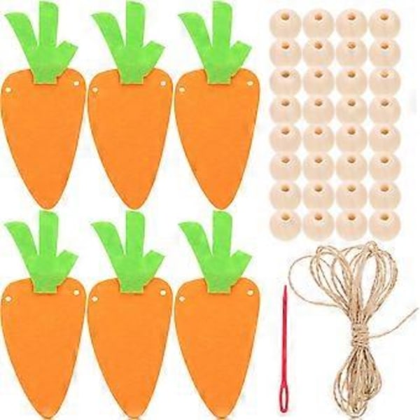 1 Set Påsk Träpärlkrans DIY Morot Träpärlor Krans Påsk Våningsfat Dekoration