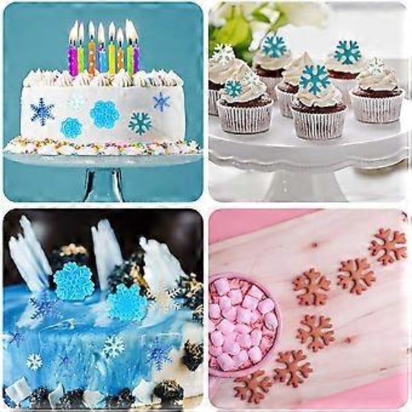 6 st/set Livsmedelsgodkänd Plast Snöflinga Fondant Tårta Plunger Skärare Formar DIY Präglingsverktyg för Bakning