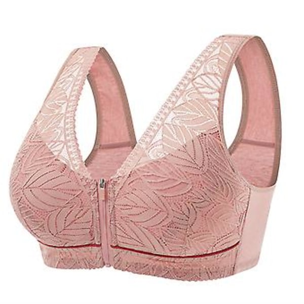 Comfort Wireless Front Close Bra Super Soft Women\'s Floral Lace Bra Without Underwire For Everyday(42-95 Bean Paste)