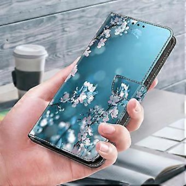 Magnetiskt fodral för Samsung Galaxy A35 5G med 3D-mönstertryck i läder (Plommonblommor)